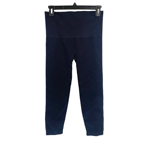 SPANX Cropped Lamn Seamless Leggings Port Navy Blue Size XL NWT - Picture 3 of 7